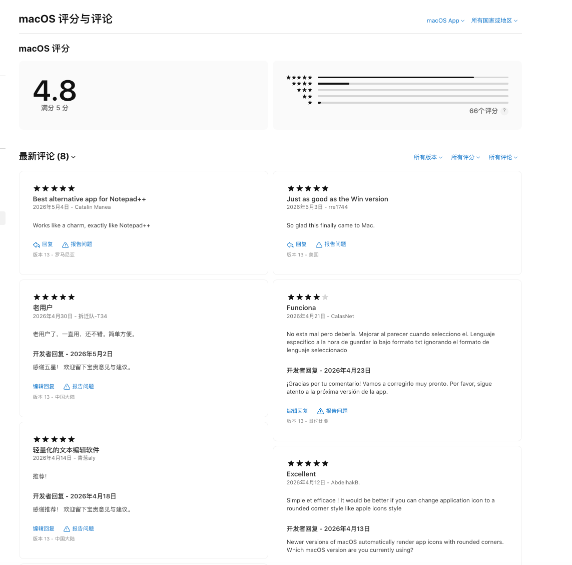 notePad++++ App Store 用户评价截图